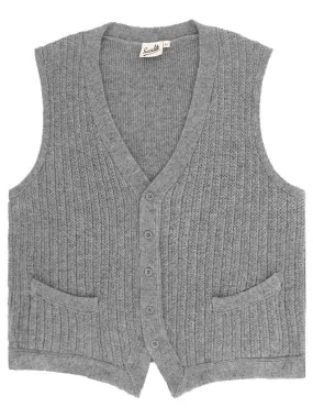 1940s Style Rufus Knitted Waistcoat in Grey