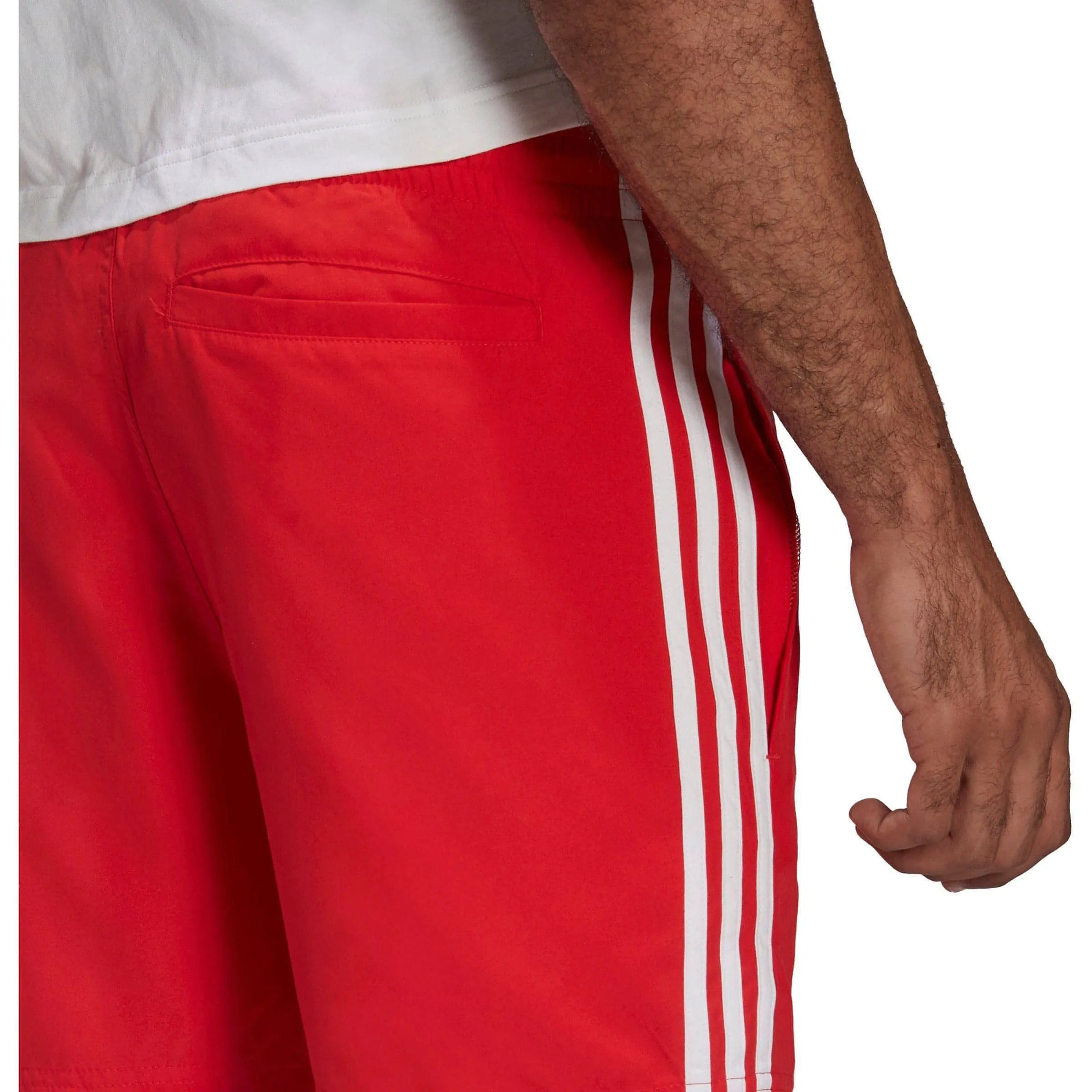 adidas Adicolour Classic 3 Stipes Mens Swim Shorts - Red