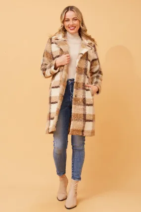 ALASKA CHECK TEDDY FUR COAT