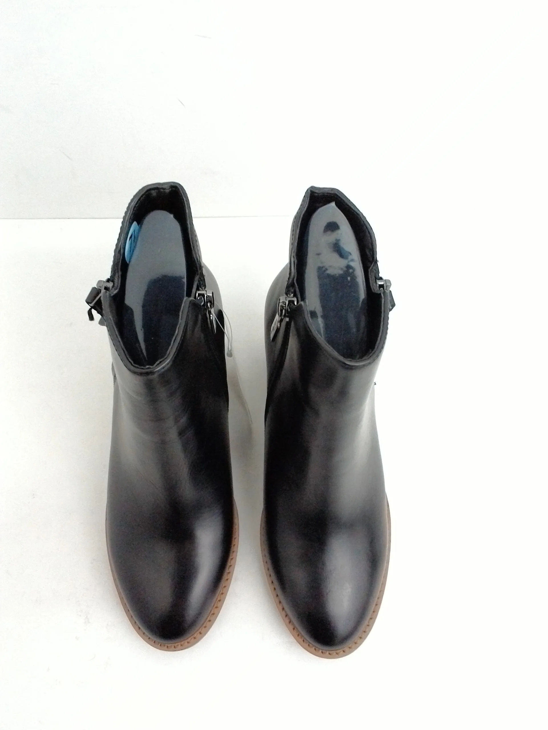 Aqua College Women's Naara Black Leather Booties Size 7.5