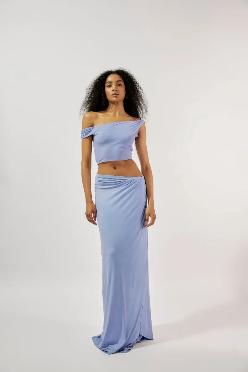 ARIEL VERI PERI ASYMMETRIC TOP AND SKIRT SET