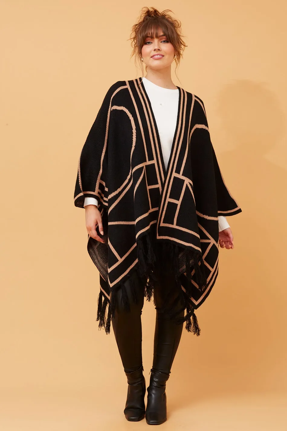 BERYL TASSEL HEM PONCHO