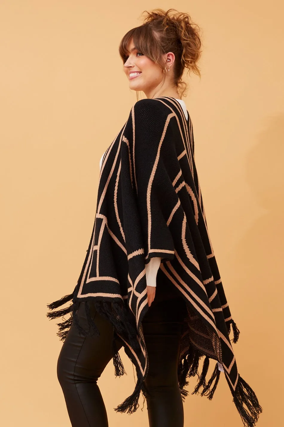 BERYL TASSEL HEM PONCHO