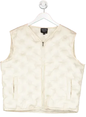 boohooMan Cream Quilted Gilet UK M