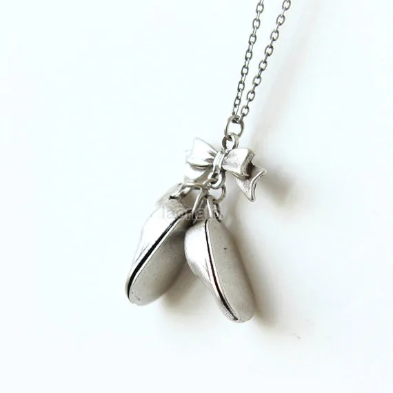 Bow and Little Girl Shoes Necklace