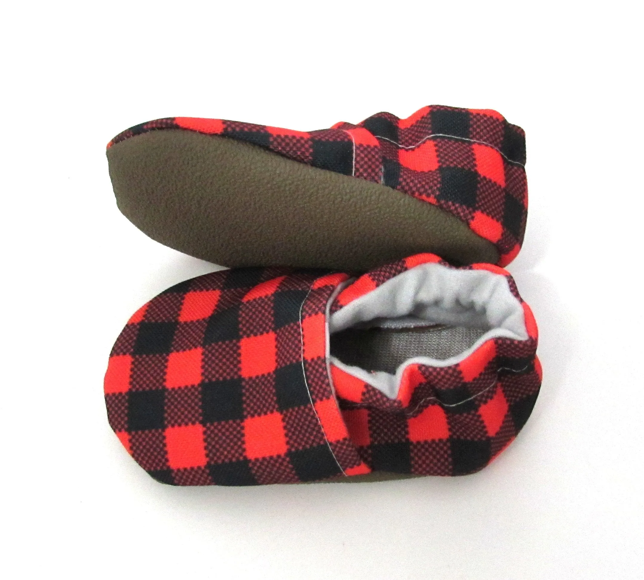 Buffalo Plaid Eco-Canvas Baby Shoes