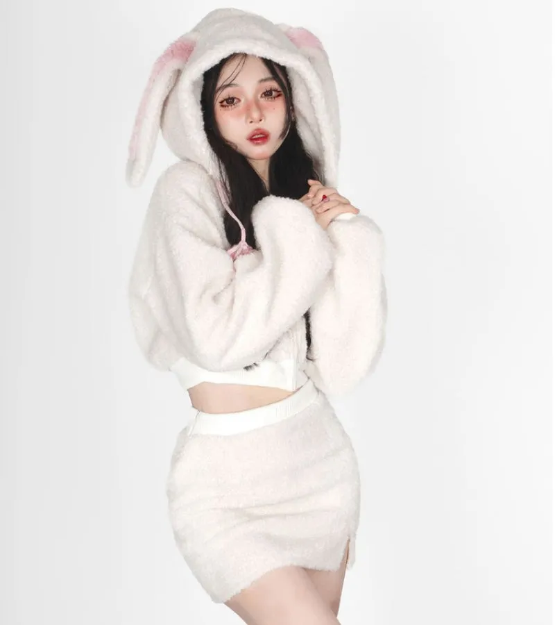 Bunny Hooded Top   Cute Bunny Mini Skirt - Kimi