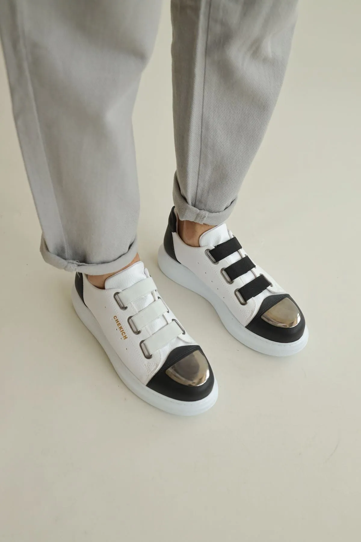 Chekich Men's White Black Casual Shoes ch251