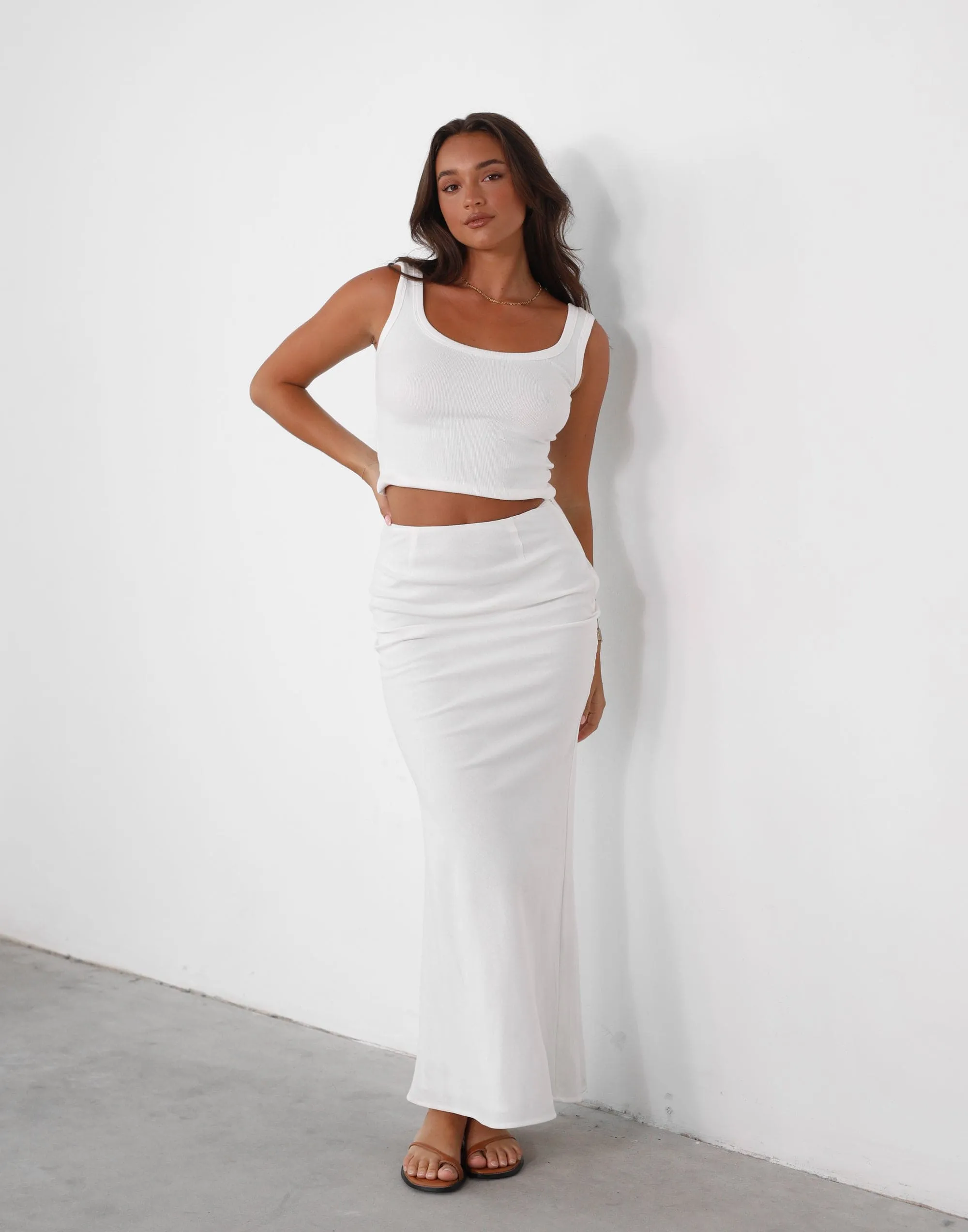 Cleo Linen Maxi Skirt (White)