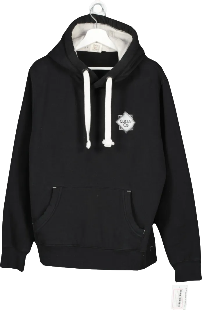 Cotton Ridge Black Clean Co Pullover Hoodie UK L