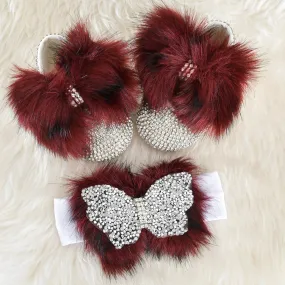 Crystal Butterfly Faux Fur Swarovski Baby Shoes