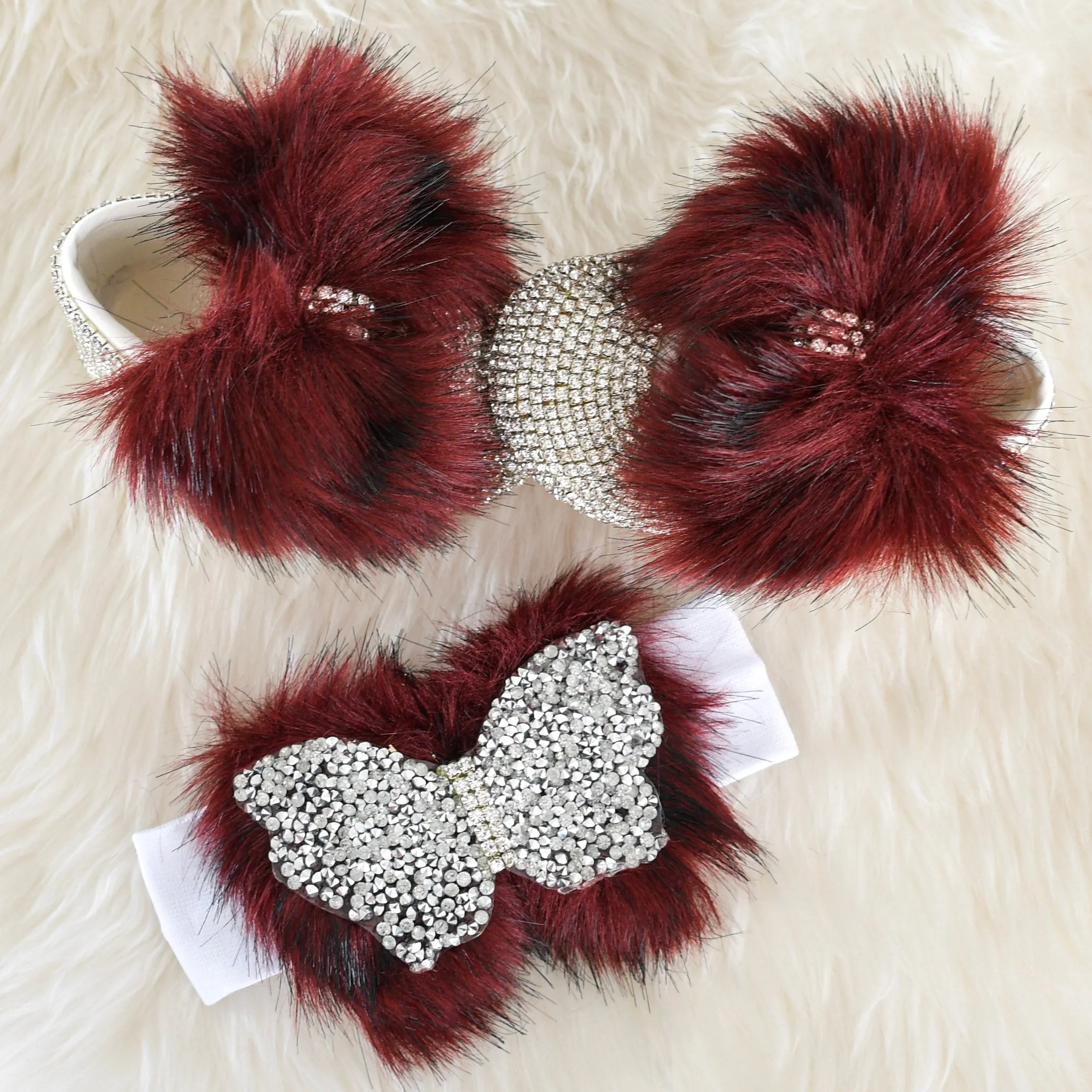 Crystal Butterfly Faux Fur Swarovski Baby Shoes