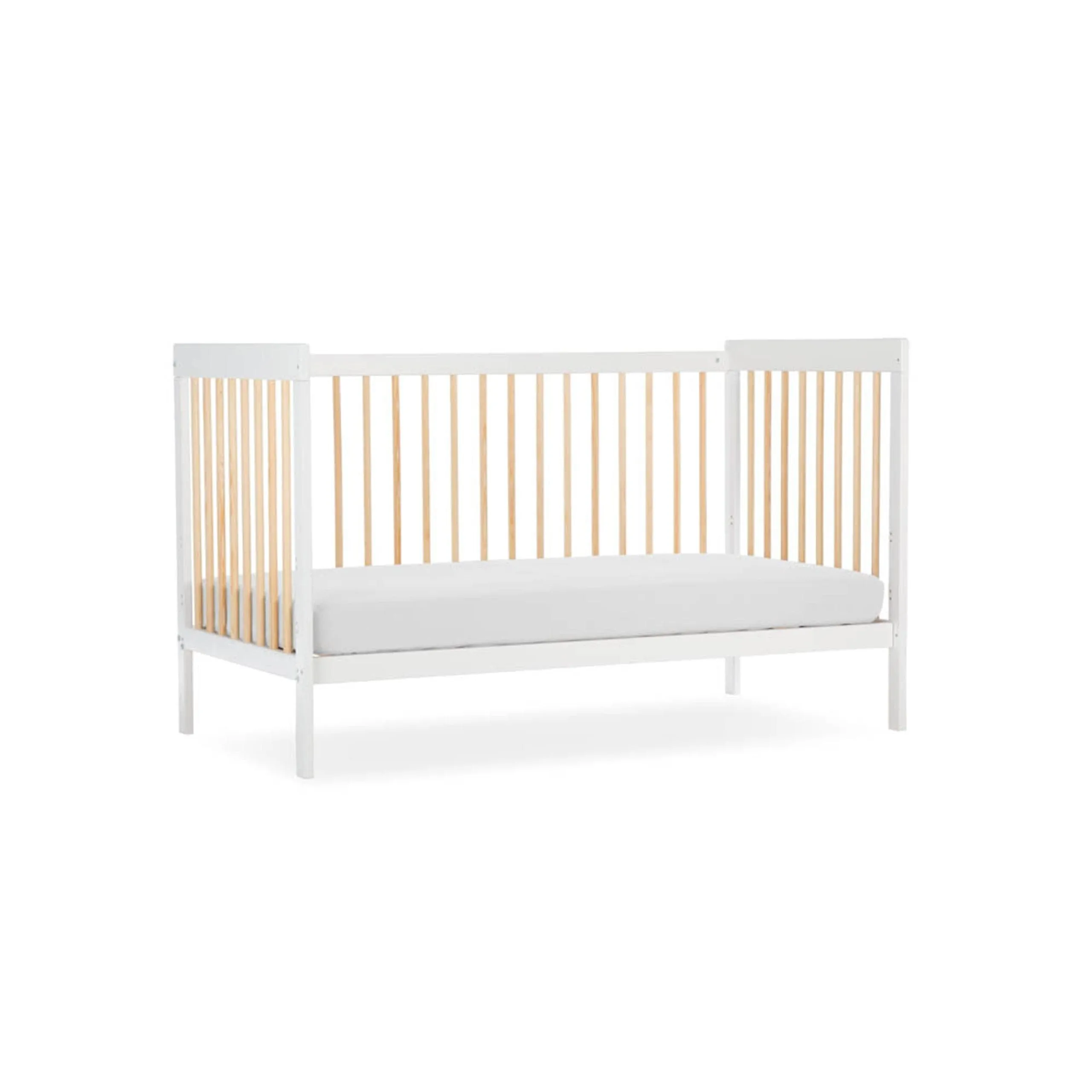 CuddleCo Nola 3pc Set Changer, Cot Bed and Clothes Rail - White & Natural