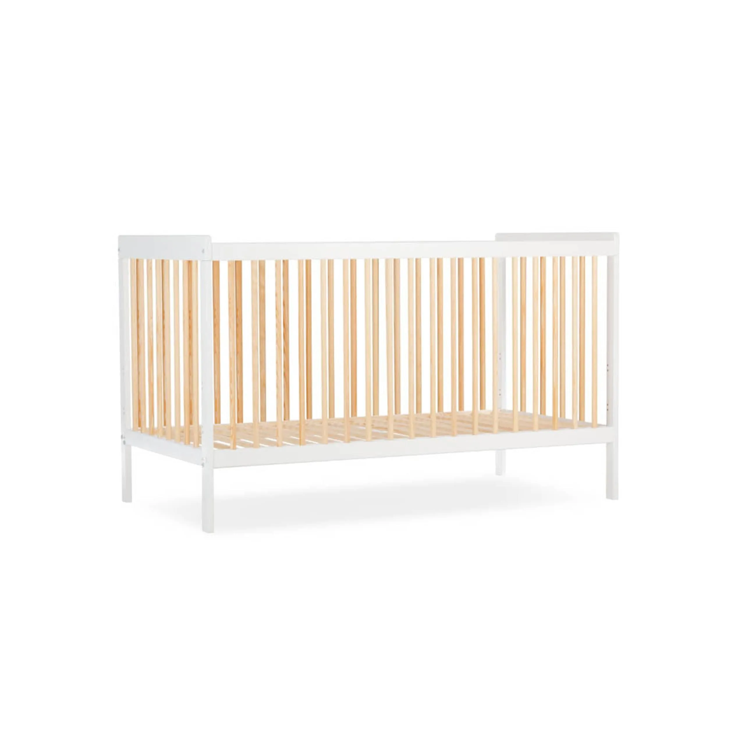 CuddleCo Nola 3pc Set Changer, Cot Bed and Clothes Rail - White & Natural