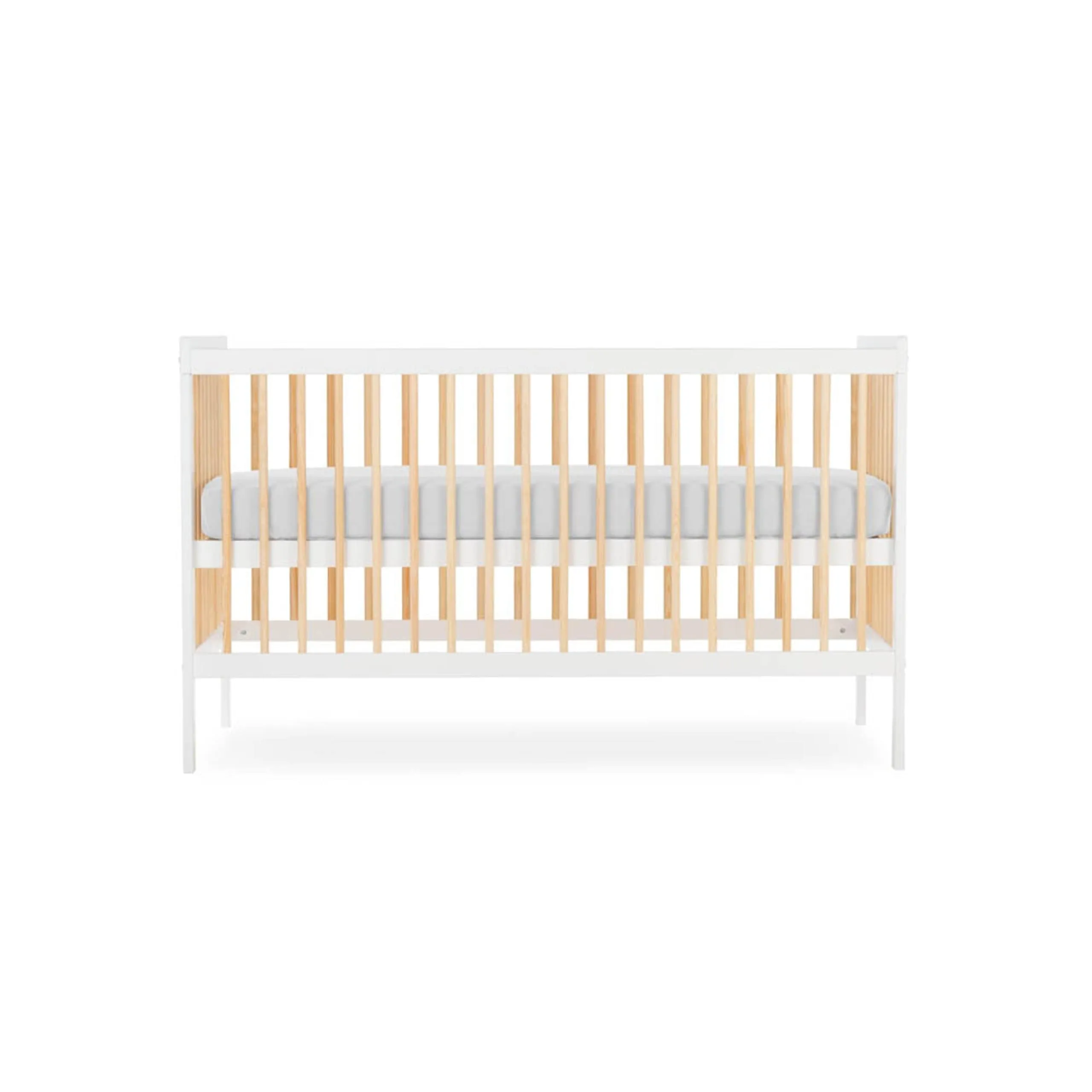 CuddleCo Nola 3pc Set Changer, Cot Bed and Clothes Rail - White & Natural