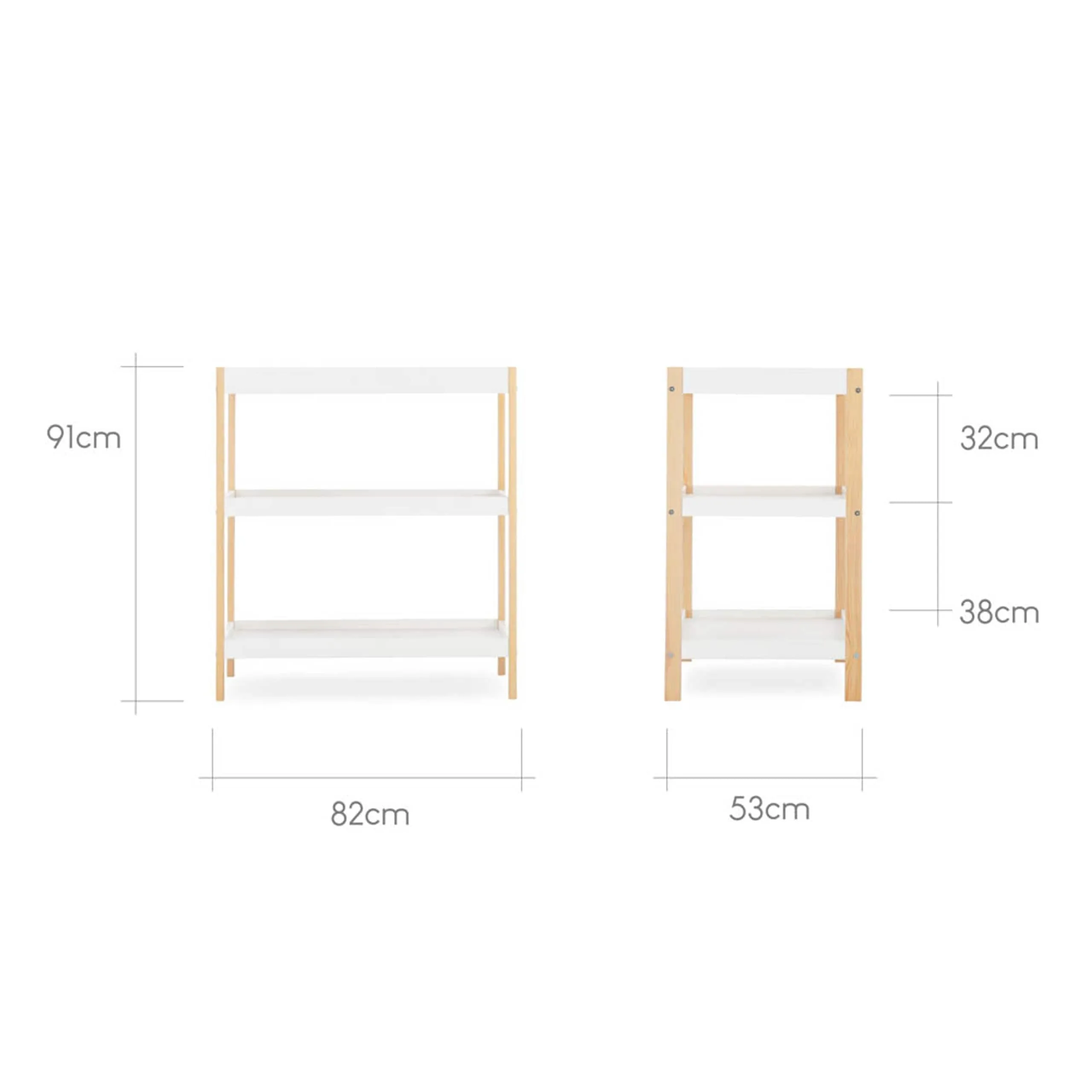 CuddleCo Nola 3pc Set Changer, Cot Bed and Clothes Rail - White & Natural