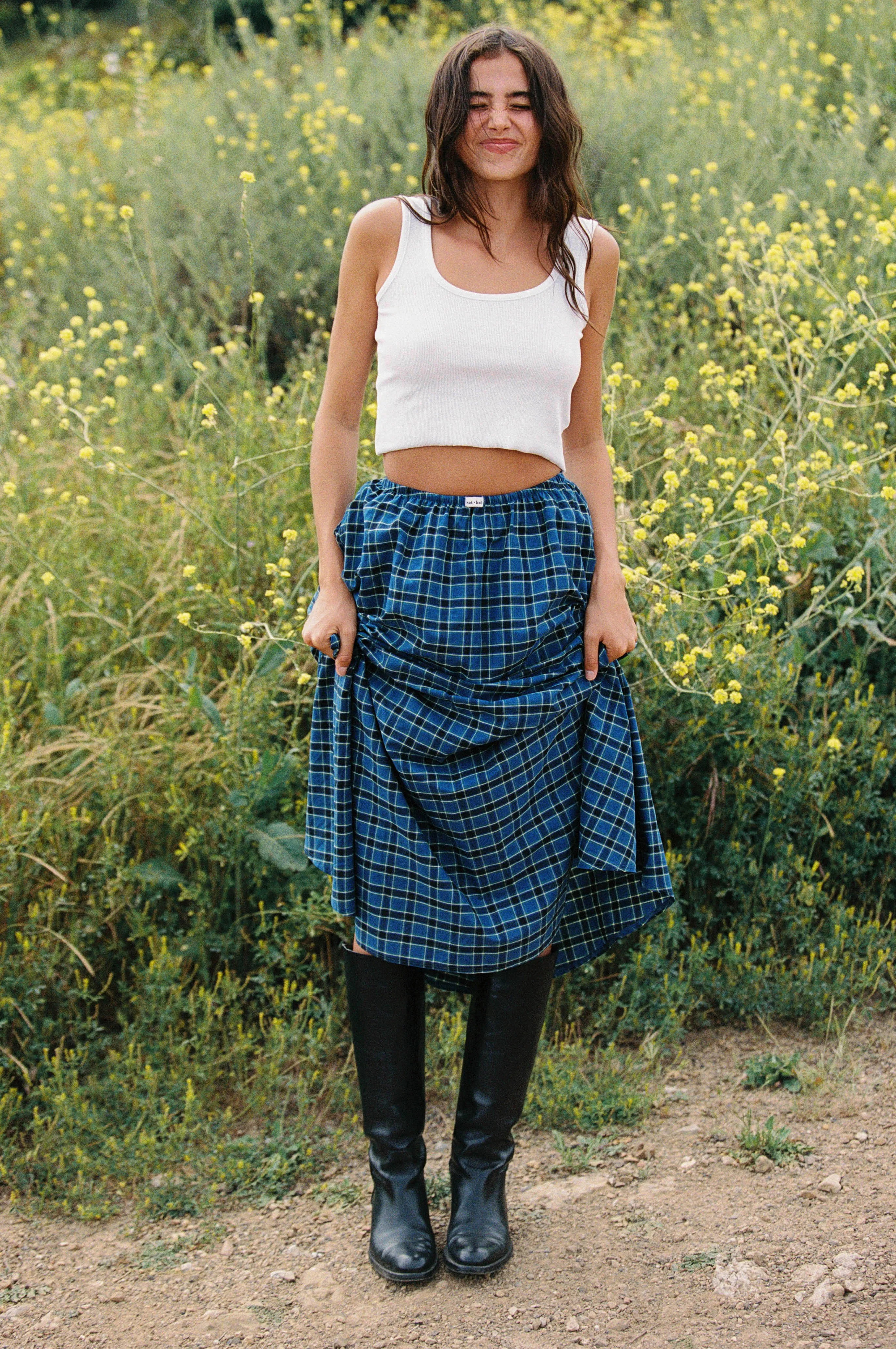 DREAM SKIRT IN ROYAL TARTAN