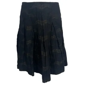 Dries Van Noten Black & Bronze Textured Midi Skirt S