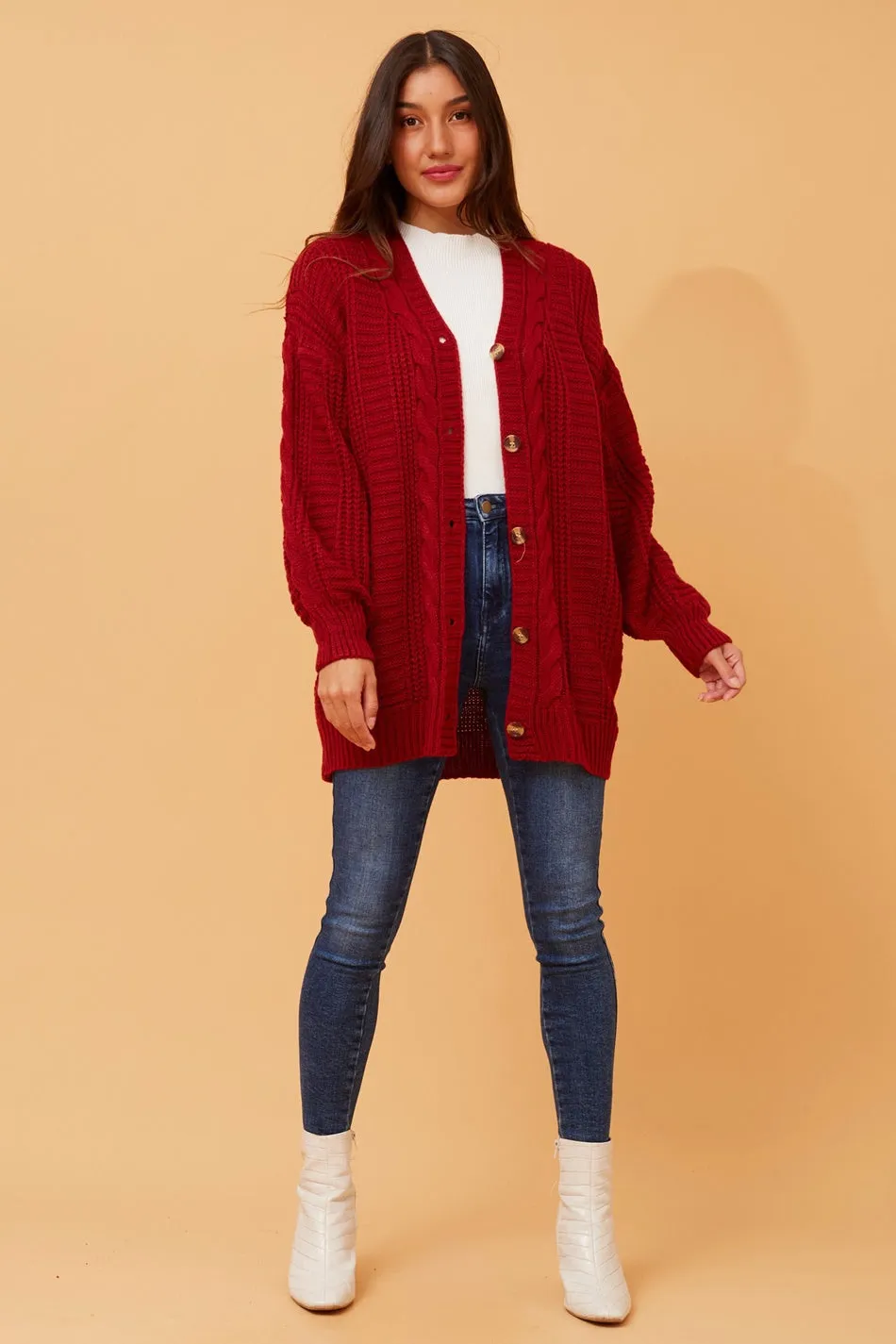 ELANA CABLE KNIT CARDIGAN