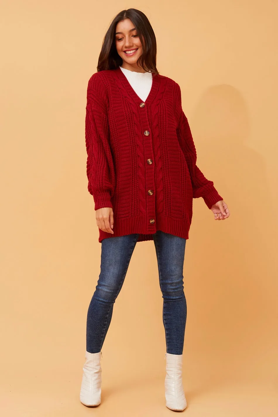 ELANA CABLE KNIT CARDIGAN