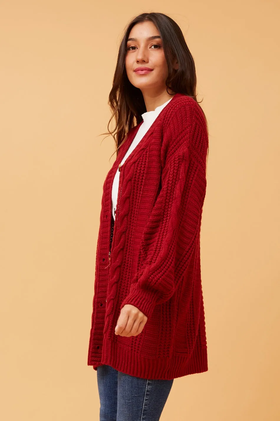 ELANA CABLE KNIT CARDIGAN