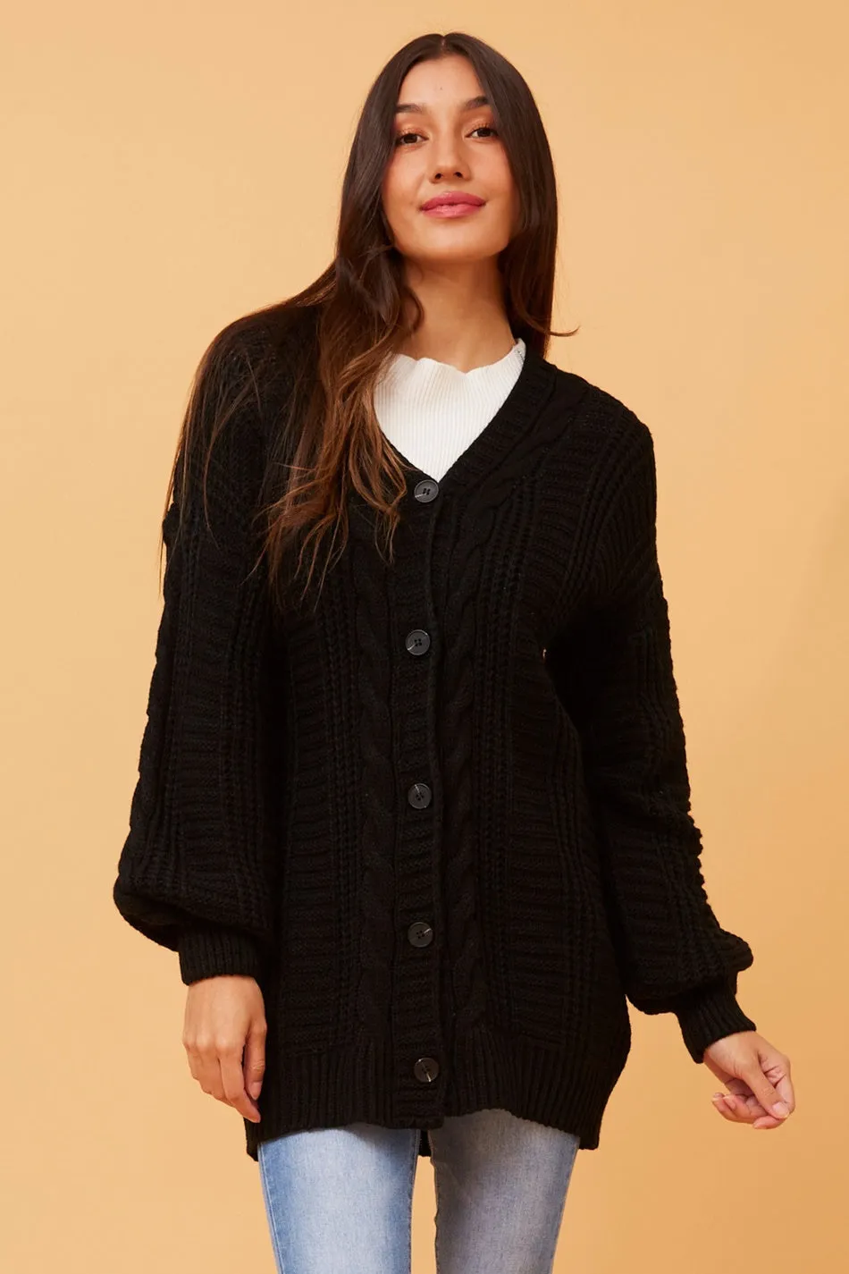 ELANA CABLE KNIT CARDIGAN