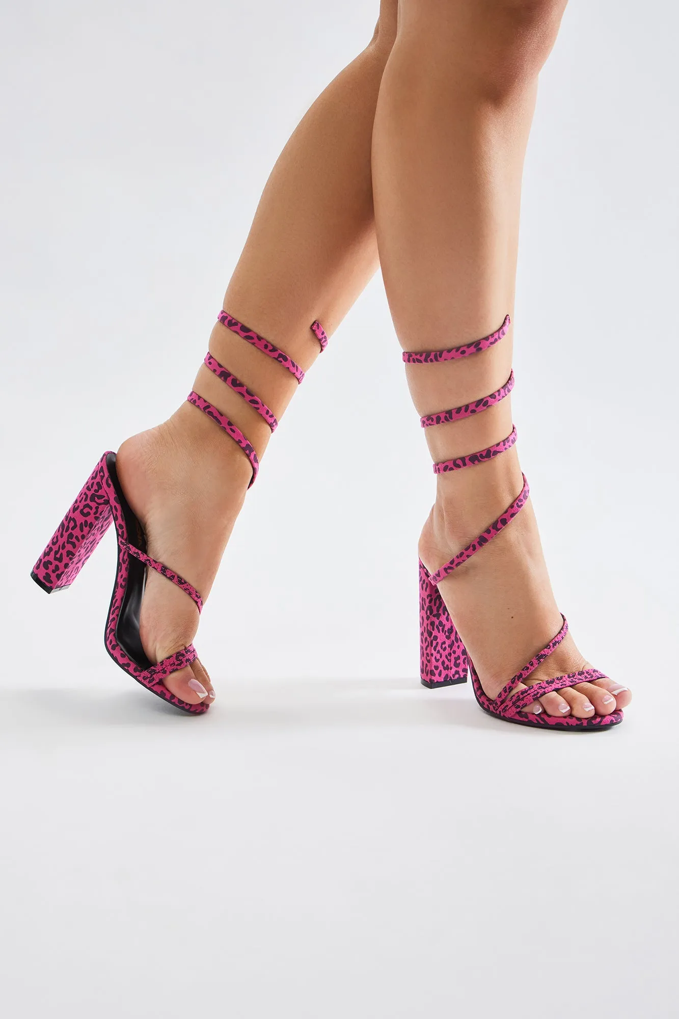 Feeling Wild Wrap Up Heels - Hot Pink