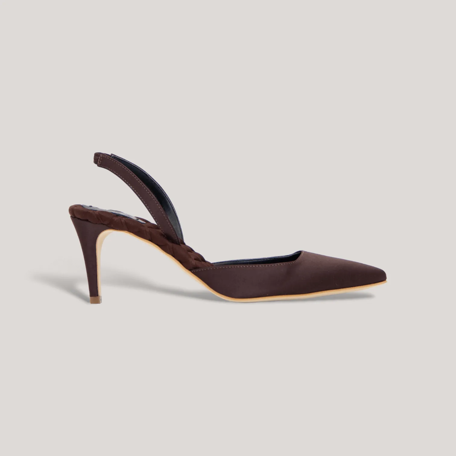 GABRIELLA | Brown - Satin Slingback Pumps