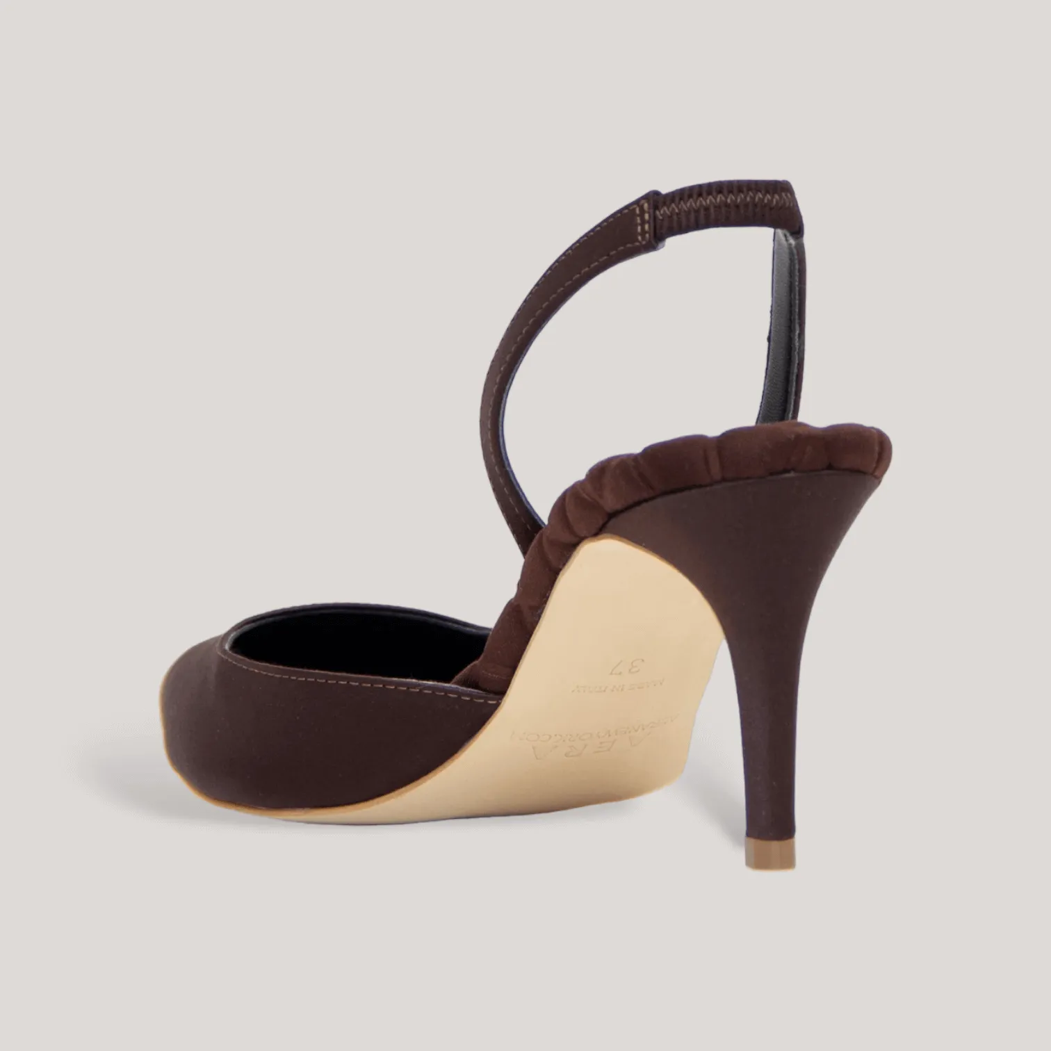 GABRIELLA | Brown - Satin Slingback Pumps