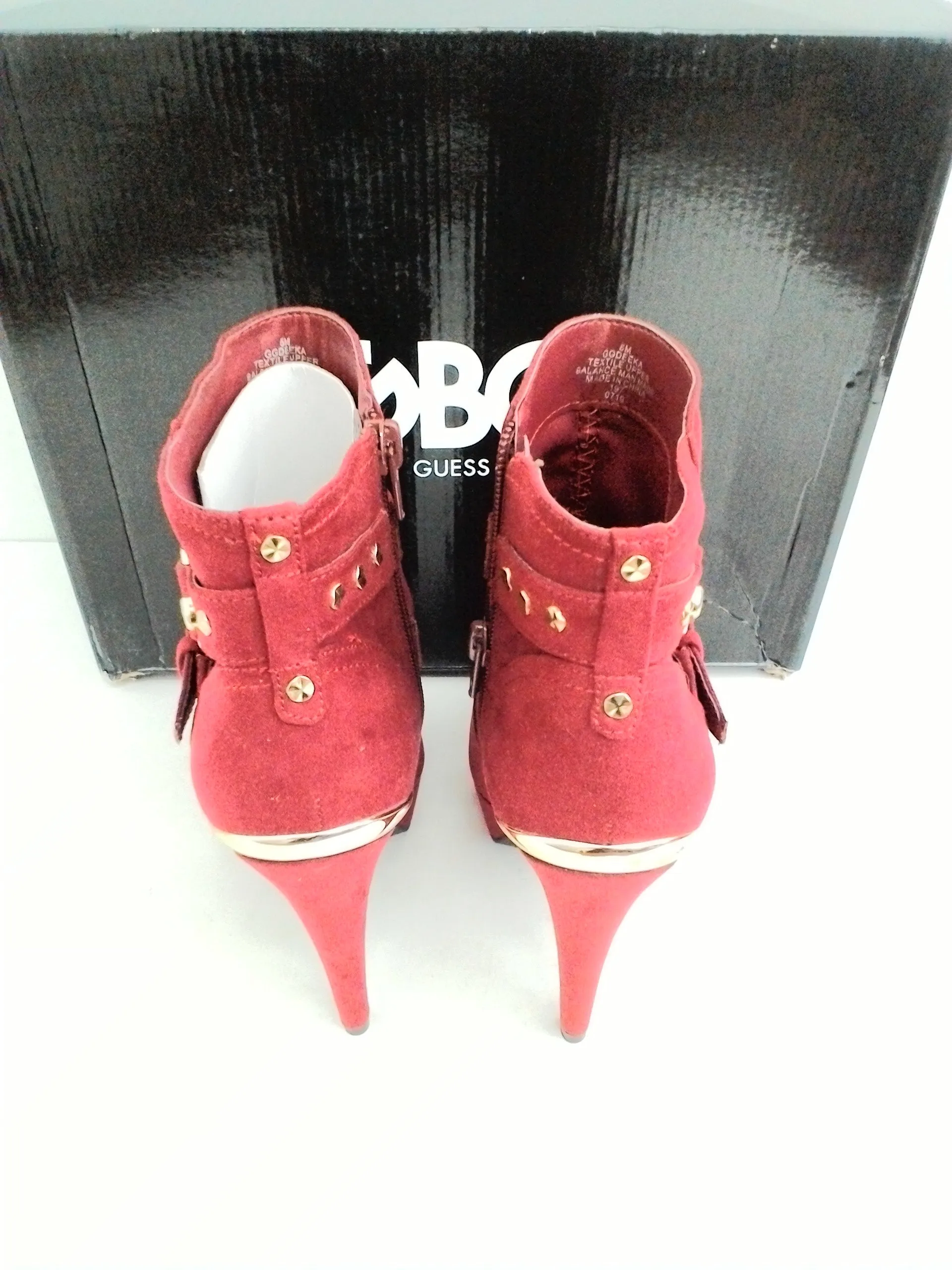 GBG Guess Women's Deeka Dark Red Fabric Booties Size 5 M