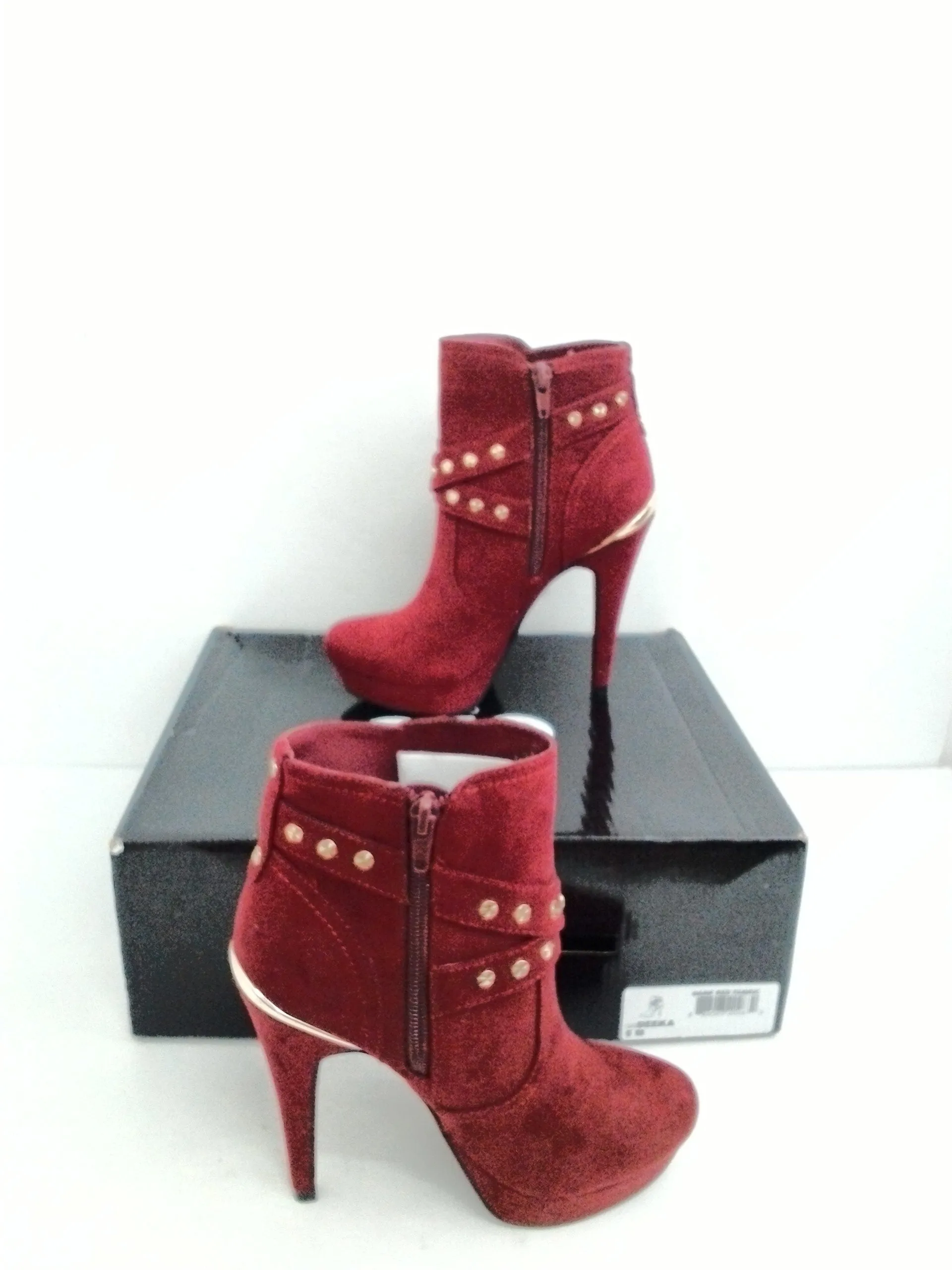 GBG Guess Women's Deeka Dark Red Fabric Booties Size 5 M