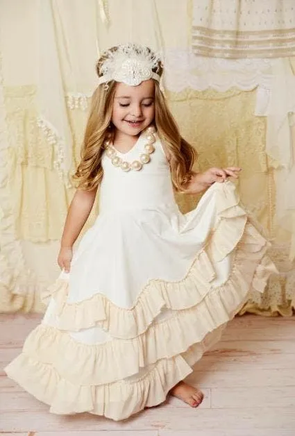 Girl Ivory Frock Ruffles Dress