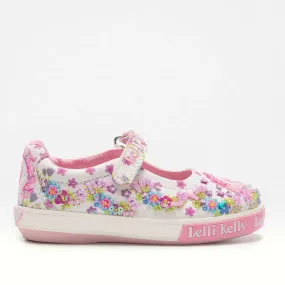 Girls Lelli Kelly Shoes Sequin Strap Over Flirence Unicorn LKED2032 White Fantasy SALE