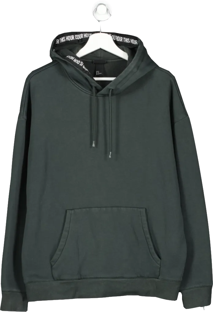 H&M Green Dropped Shoulder Hoodie UK M