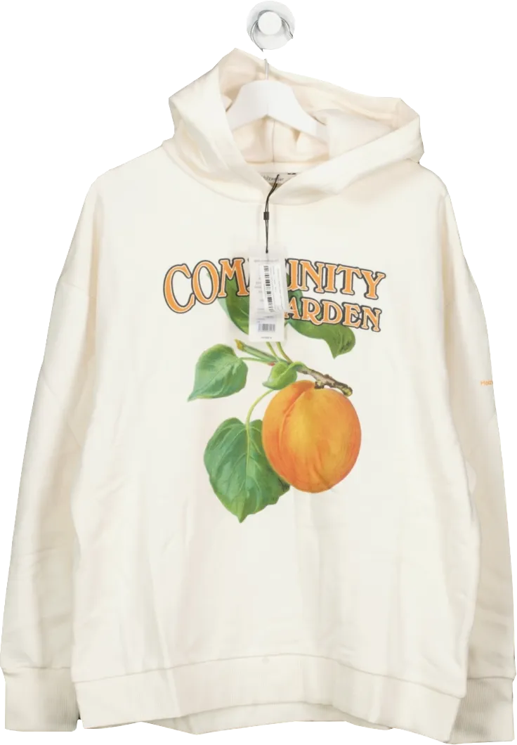 Holzweiler Cream Peach-print Organic Cotton/modal Logo Hoody BNWT UK L