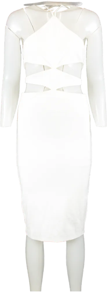 h:ours White Halter Neck Midi Dress UK XS