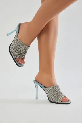 In My Direction Rhinestone Mules - Silver