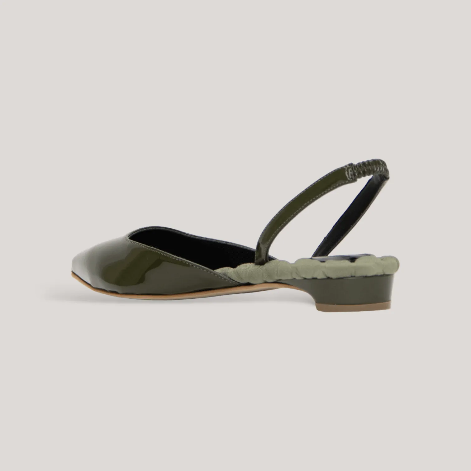 JACKIE | Green Vegan Patent Slingback Flats