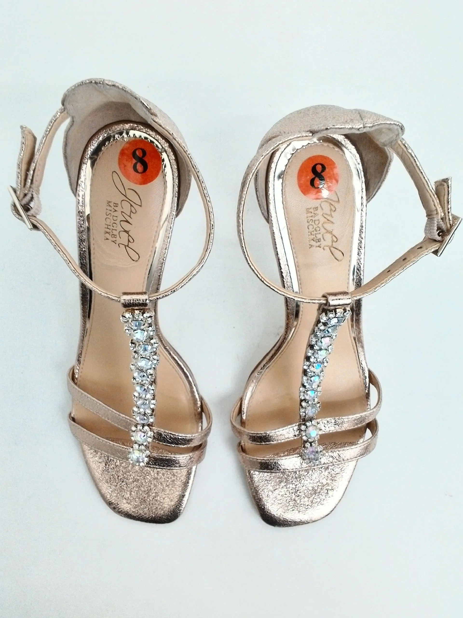 Jewel Badgley Mischka Women's Rose Gold Heeled Sandals Size 8