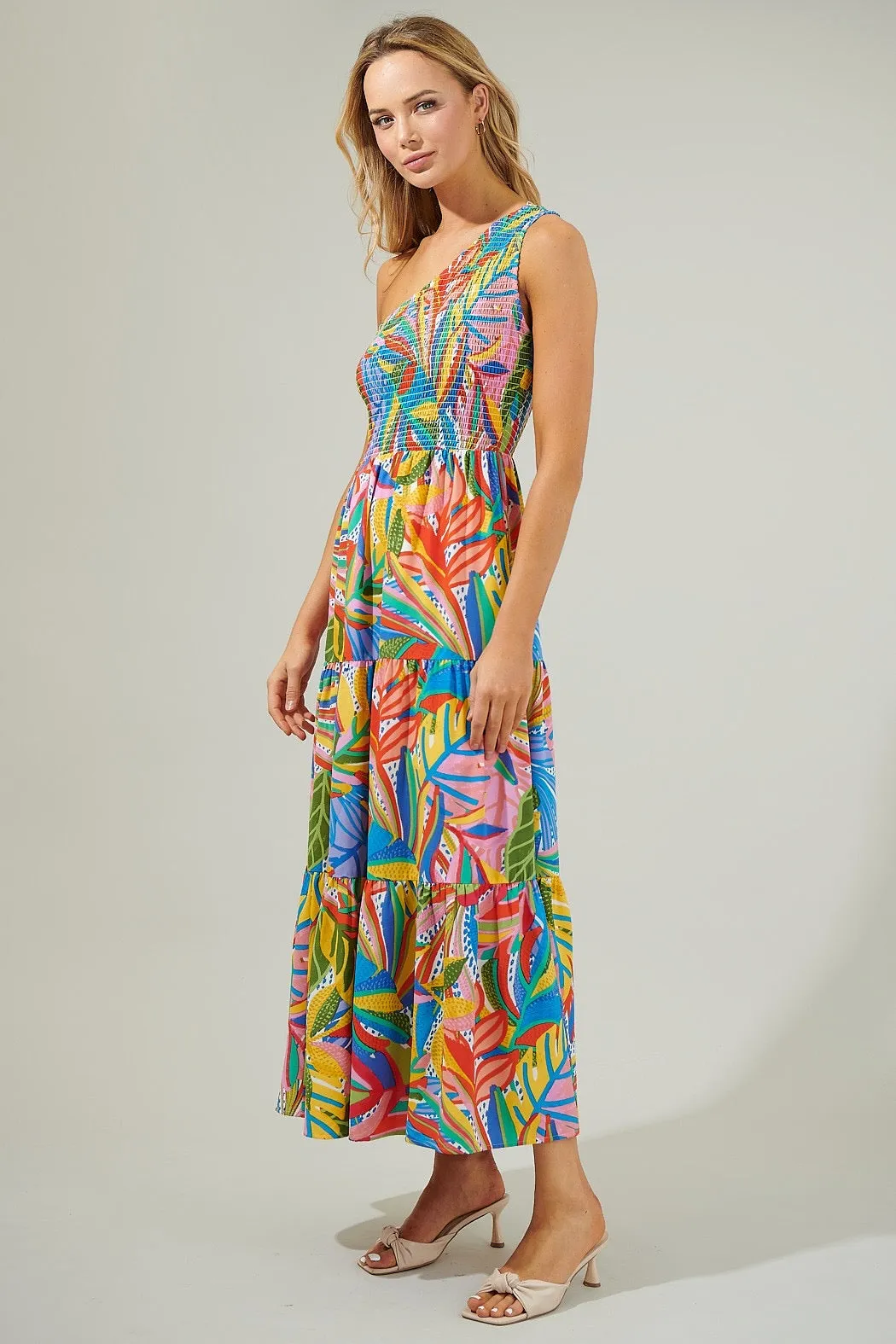 Layla Smocked One Shoulder Maxi Dress