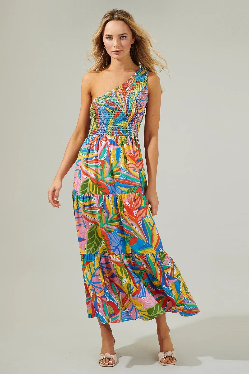 Layla Smocked One Shoulder Maxi Dress