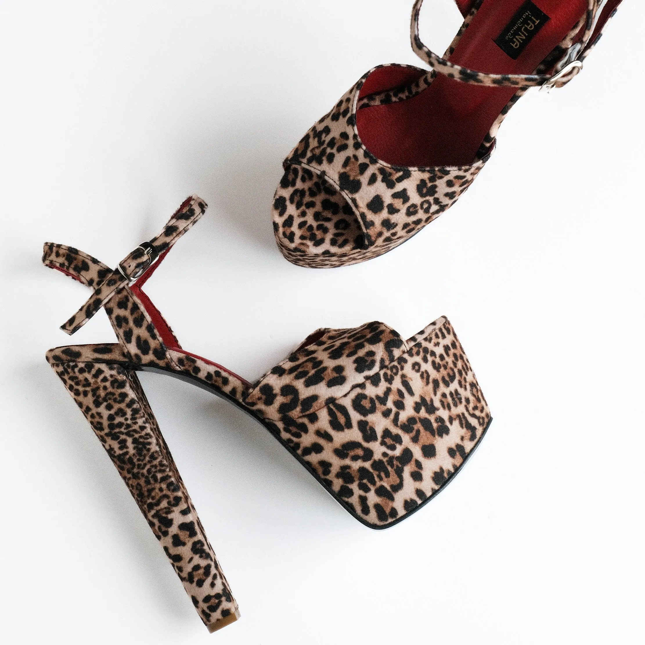 Leopard Print Chunky High Heel Sandals