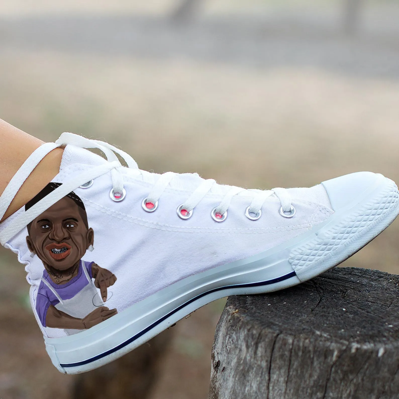 Lil B Custom Shoes, Custom Music Shoes, Music Hightops, Rapper Lil B Shoes, Hip Hop, Rapper Hi Tops