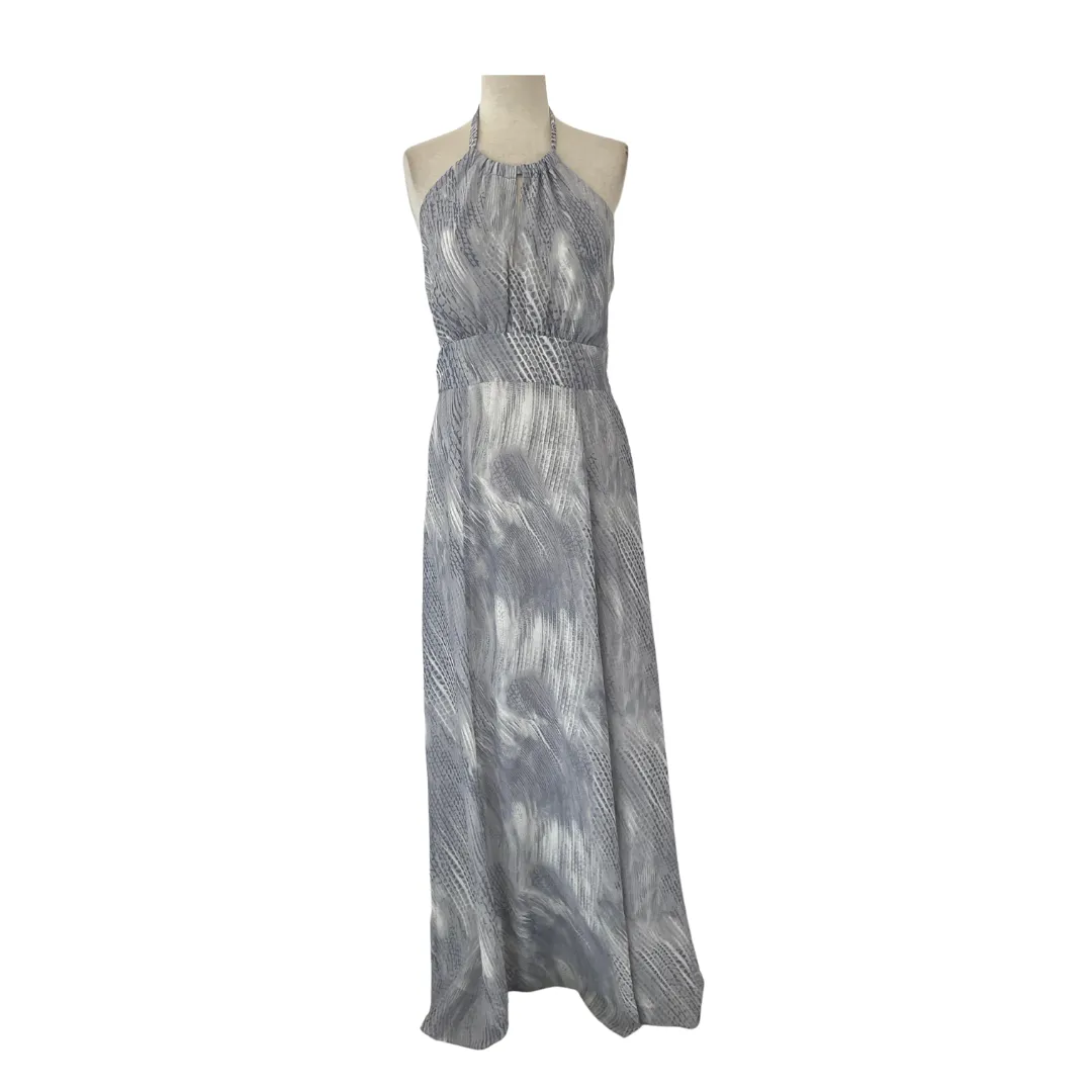 Limited Collection Light Grey & White Printed Halter Maxi Dress | Gently Used |