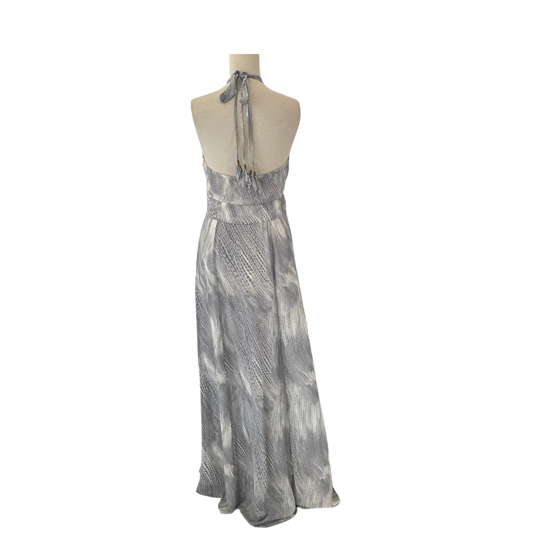 Limited Collection Light Grey & White Printed Halter Maxi Dress | Gently Used |