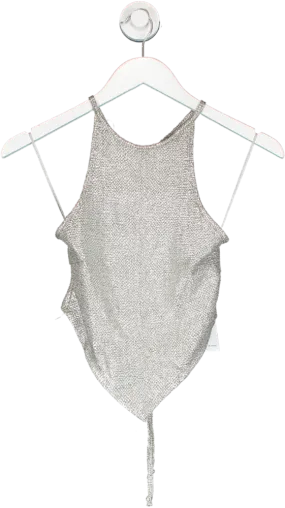 Local European Metallic Silver Halter UK XS