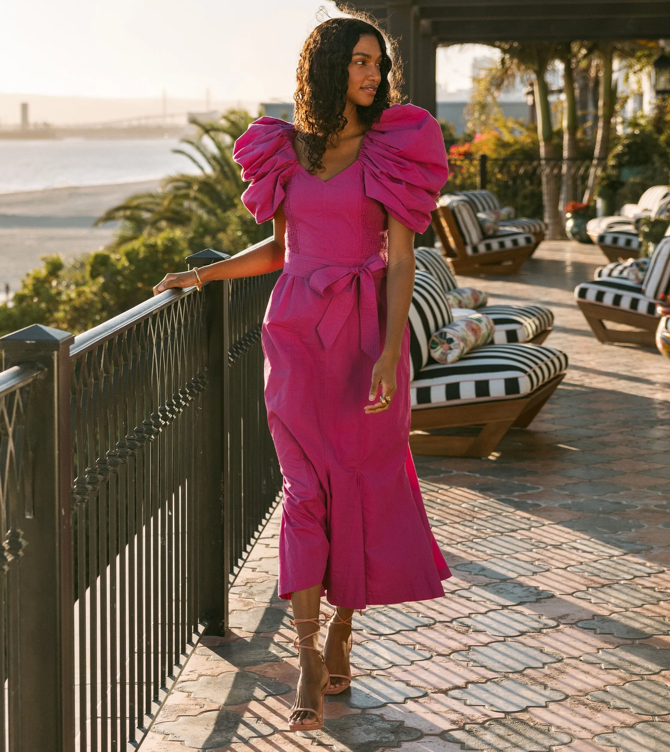 Malina Midi Dress | Bright Pink