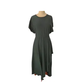 Mango Emerald Green Butterfly Sleeves Midi Dress | Pre Loved |