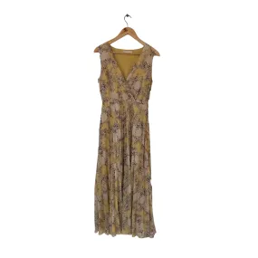 Mango Yellow Floral Printed Pleated Long Dress | Pre Loved |