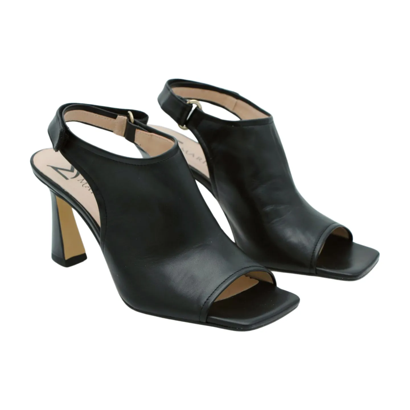 MARIAN Black Leather High Heel Peep Toe Sandal